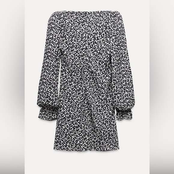 ZARA-Animal Print dress-size Small-black/white-NWT-Retail $50 - Picture 5 of 12